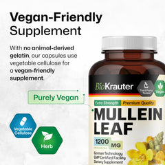 Bio Krauter Mullein Capsules ingredients feature mullein leaf and vegetable cellulose