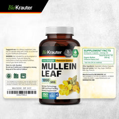 Bio Krauter Mullein Capsules on shelf display showing 125-day supply