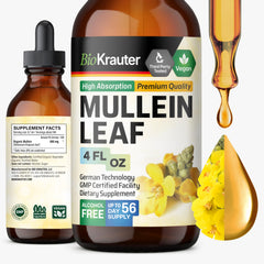 BIO KRAUTER Mullein Drops bottle front with alcohol-free formula for daily use