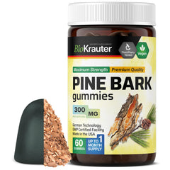 BIO KRAUTER Pine Bark Extract Gummies bottle on shelf offering daily antioxidant support