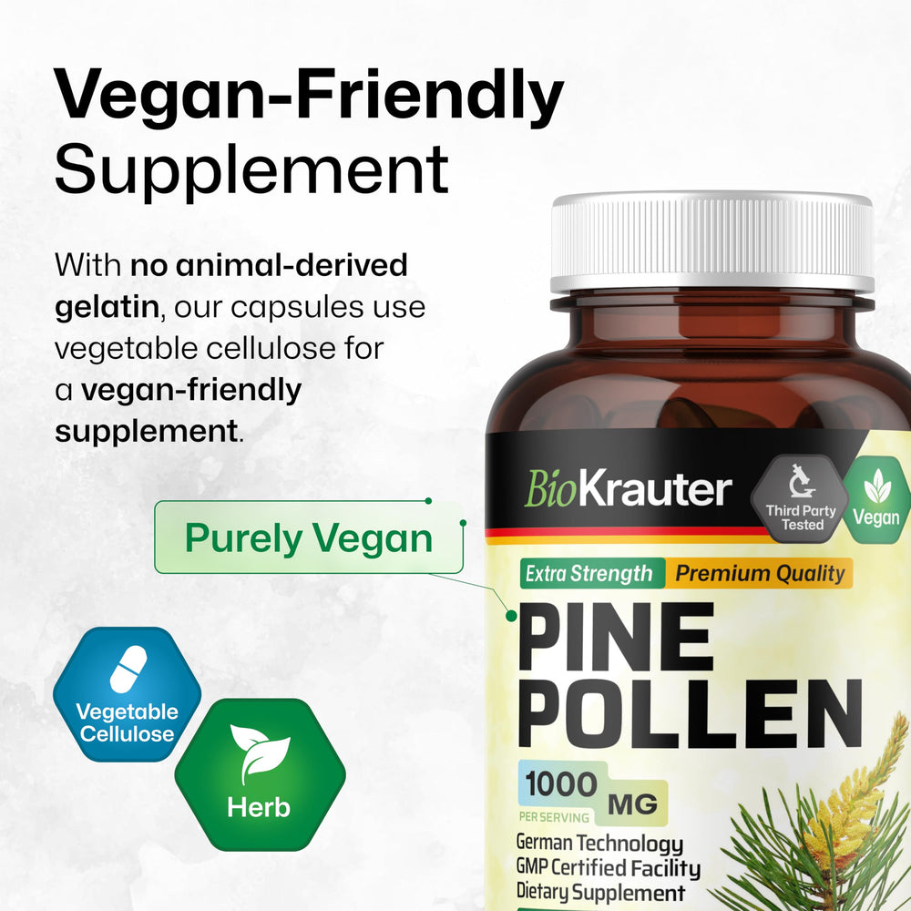 BIO KRAUTER Pine Pollen Capsules pack illustrating 50-day supply