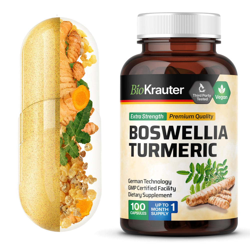 BIO KRAUTER Turmeric Boswellia bottle front supports daily wellness