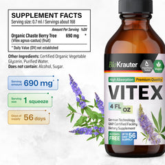 BIO KRAUTER vitex-dropper-application shows easy dosing with three daily servings