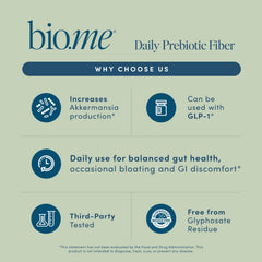 Bio.me Daily Prebiotic Fiber Powder scoop for precise daily intake and steady gut support.