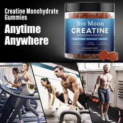 Label detail of Bio Moon Creatine Gummies showing vegan, sugar-free formula.
