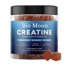 Bio Moon Creatine Gummies mixed berries bottle for convenient daily performance support.