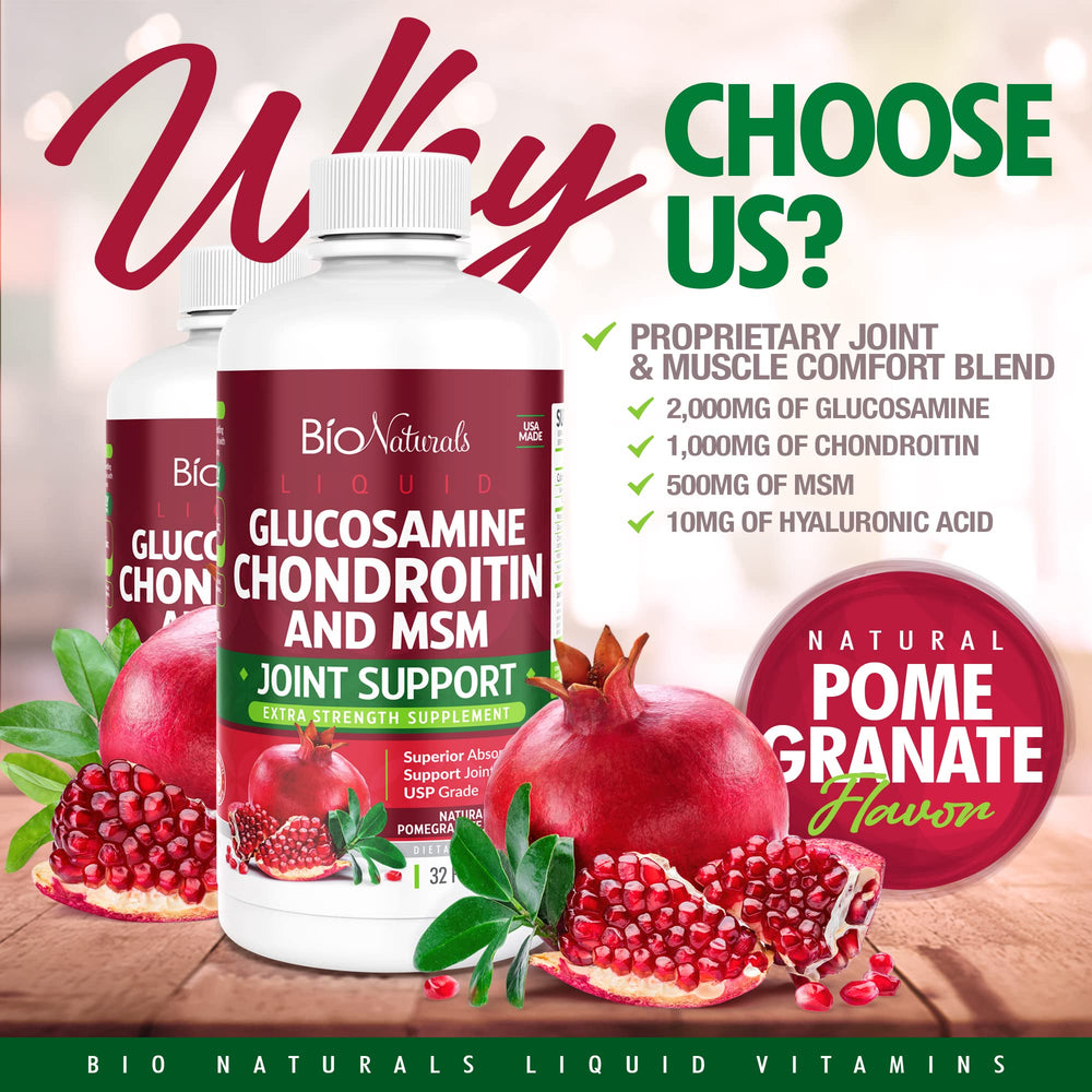 Bio Naturals pharmaceutical-grade liquid supplement bottle for daily joint care.
