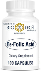 Bio-Tech Pharmacal B6-Folic Acid capsules closeup showing active vitamins