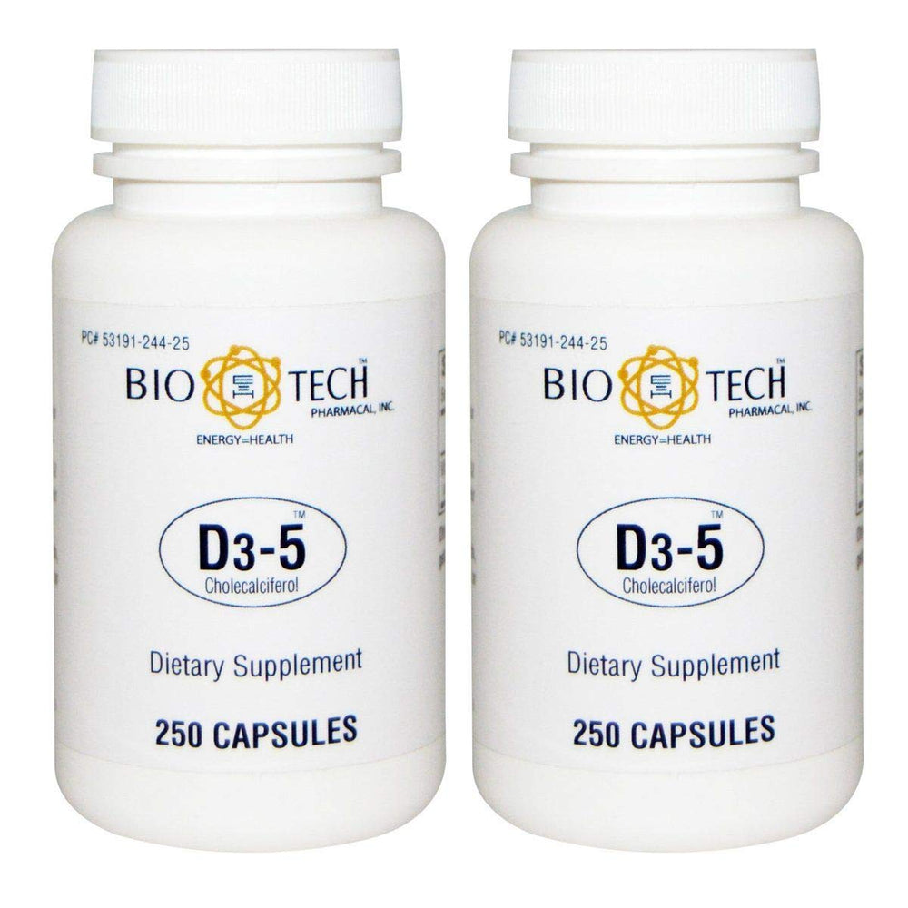 Bio-Tech Pharmacal D3-5 bottle with easy-swallow tablets for daily vitamin D3 support