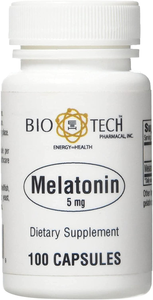 Bio-Tech Pharmacal Melatonin bottle supports calm evenings and a regular sleep routine.