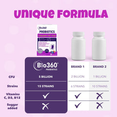 Bio360 Immunity vitamins D3 C and B12 boost daily wellness