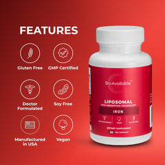 BioAvailable Liposomal Iron, non-constipating formula suitable for sensitive digestion.