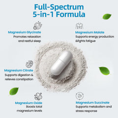 BioBenevo 5-in-1 Magnesium bottle back with nutrition facts.