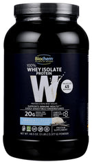 Biochem 100% Whey Isolate Vanilla tub front for active days and protein support