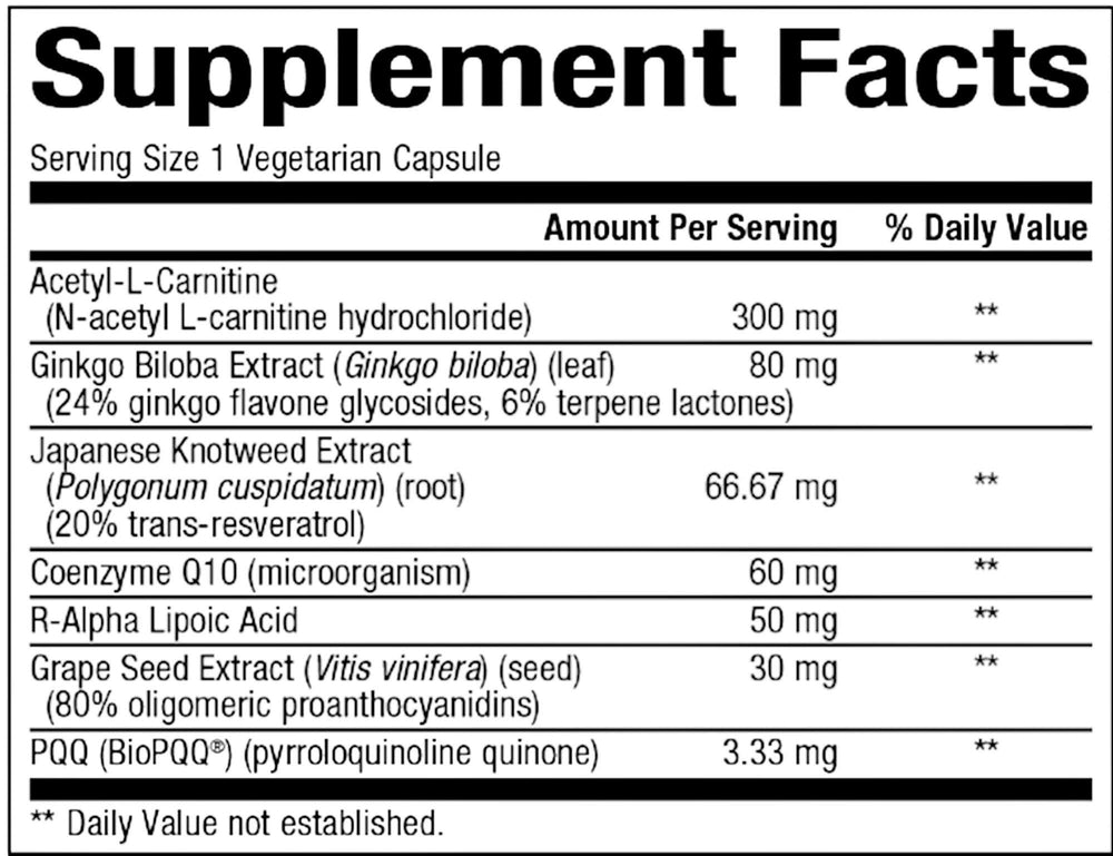 Label and packaging of Bioclinic MitoLife AMP showing dosage and quality details.