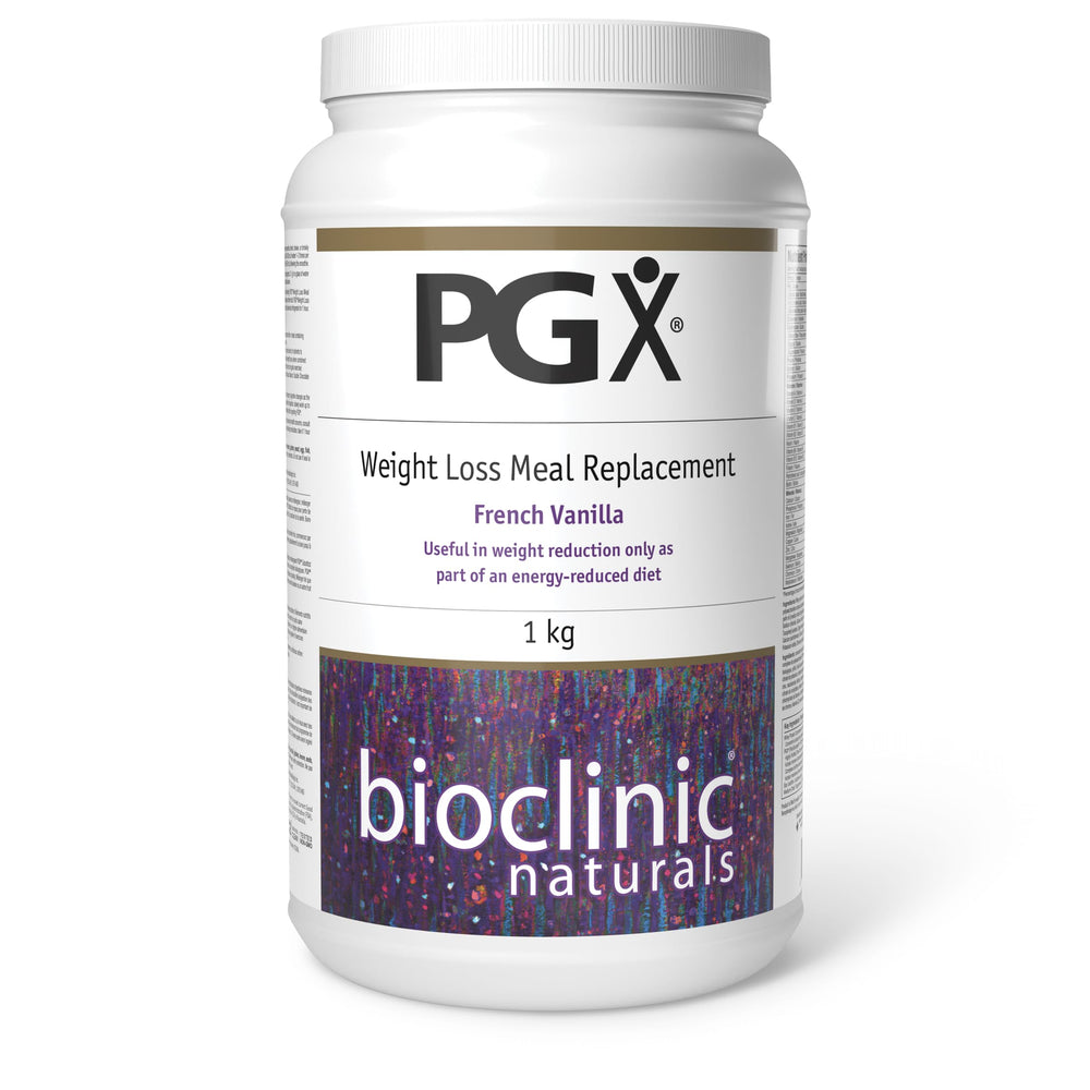 Bioclinic Naturals PGX weight loss meal replacement French Vanilla bottle for quick, satiety-friendly shakes.