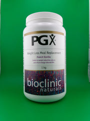 Bioclinic Naturals PGX whey protein and MCT blend in a container.