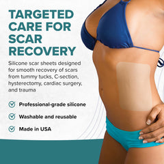 Biodermis Epi-Derm Standard Scar Sheet shown for reusable, long-lasting scar care.