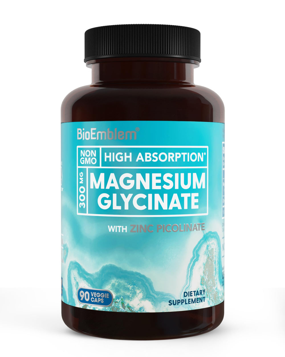 BioEmblem Magnesium Glycinate with Zinc bottle shows high absorption formula for daily wellness