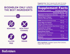 BioEmblem Sleep Aid Suntheanine capsules promoting calm before sleep.