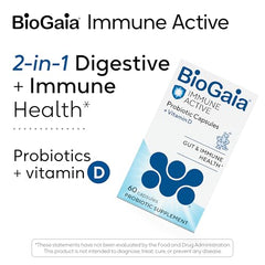 BioGaia Immune Active bottle label detailing clean vegan ingredients