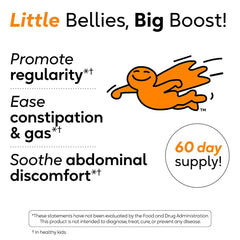 60 day supply label indicating extended probiotic and vitamin D support for kids.