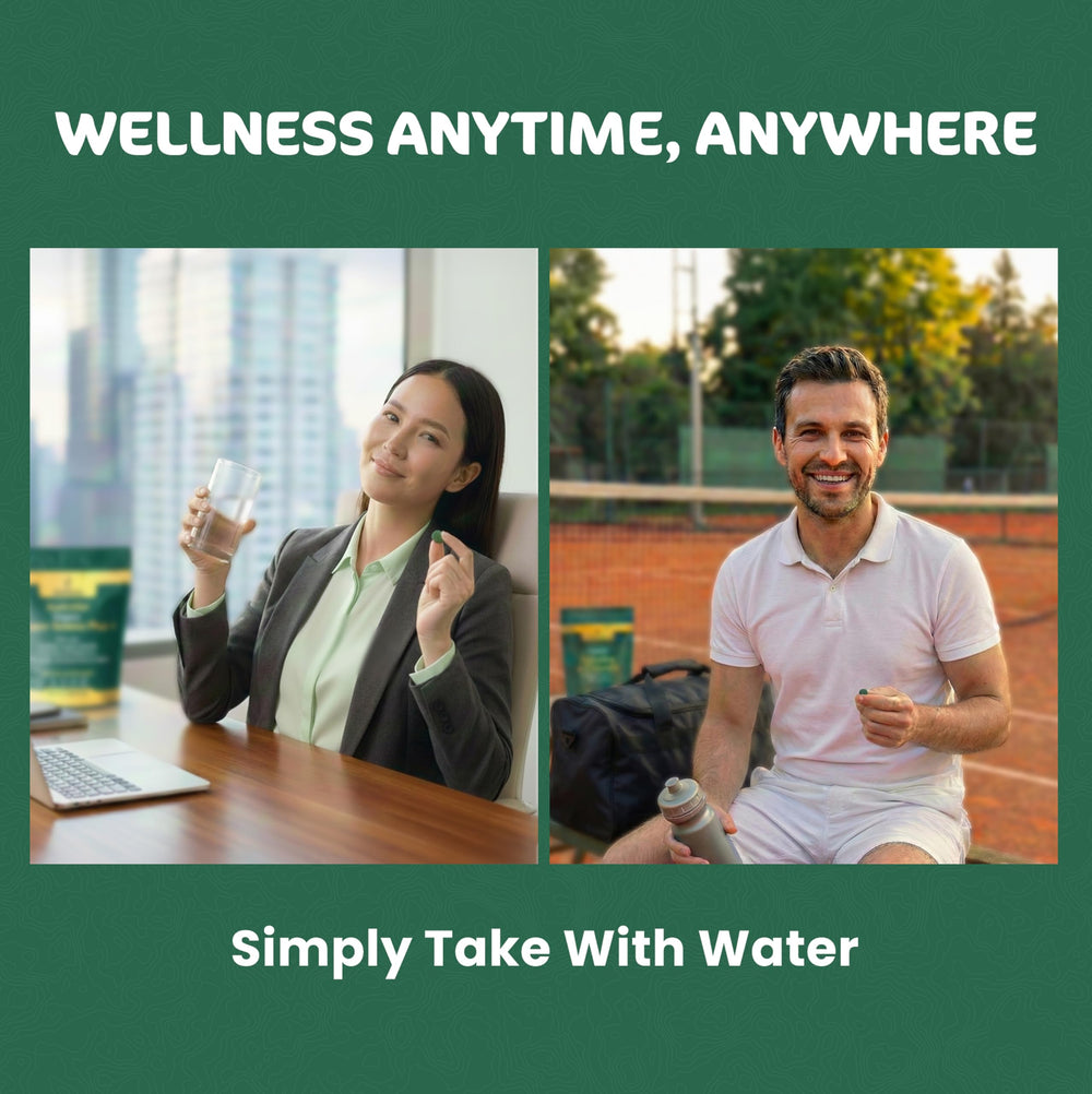 Biogenesis Spirulina mini tablets grown in Australian farms.