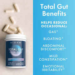 BIOHM Total Probiotic USA-made packaging emphasizing shelf-stable design