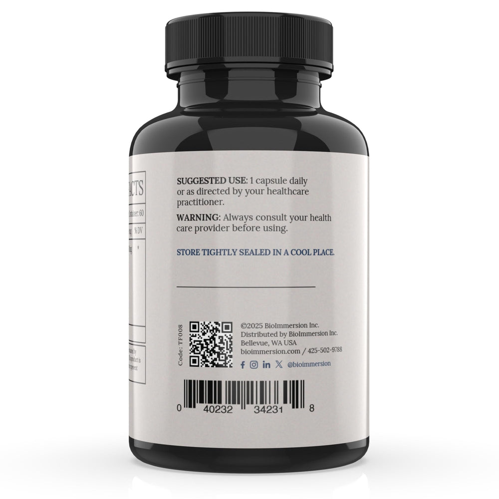 BioImmersion North American Blueberry Extract label confirms a clean vegan formula.