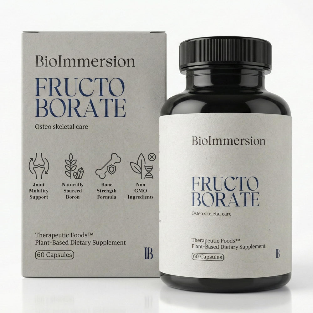 BioImmersion Fructo Borate bottle: vegan, non-GMO boron for daily mineral balance.