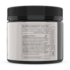 BioImmersion No 7 powder on a spoon highlighting phytonutrient blend for digestion and immunity