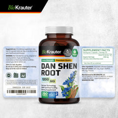 BIO KRAUTER Dan Shen root capsules 62-day supply information on bottle