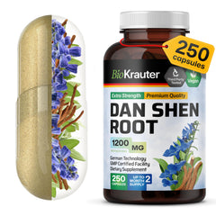 BIO KRAUTER Dan Shen root capsules bottle showing high-strength formulation