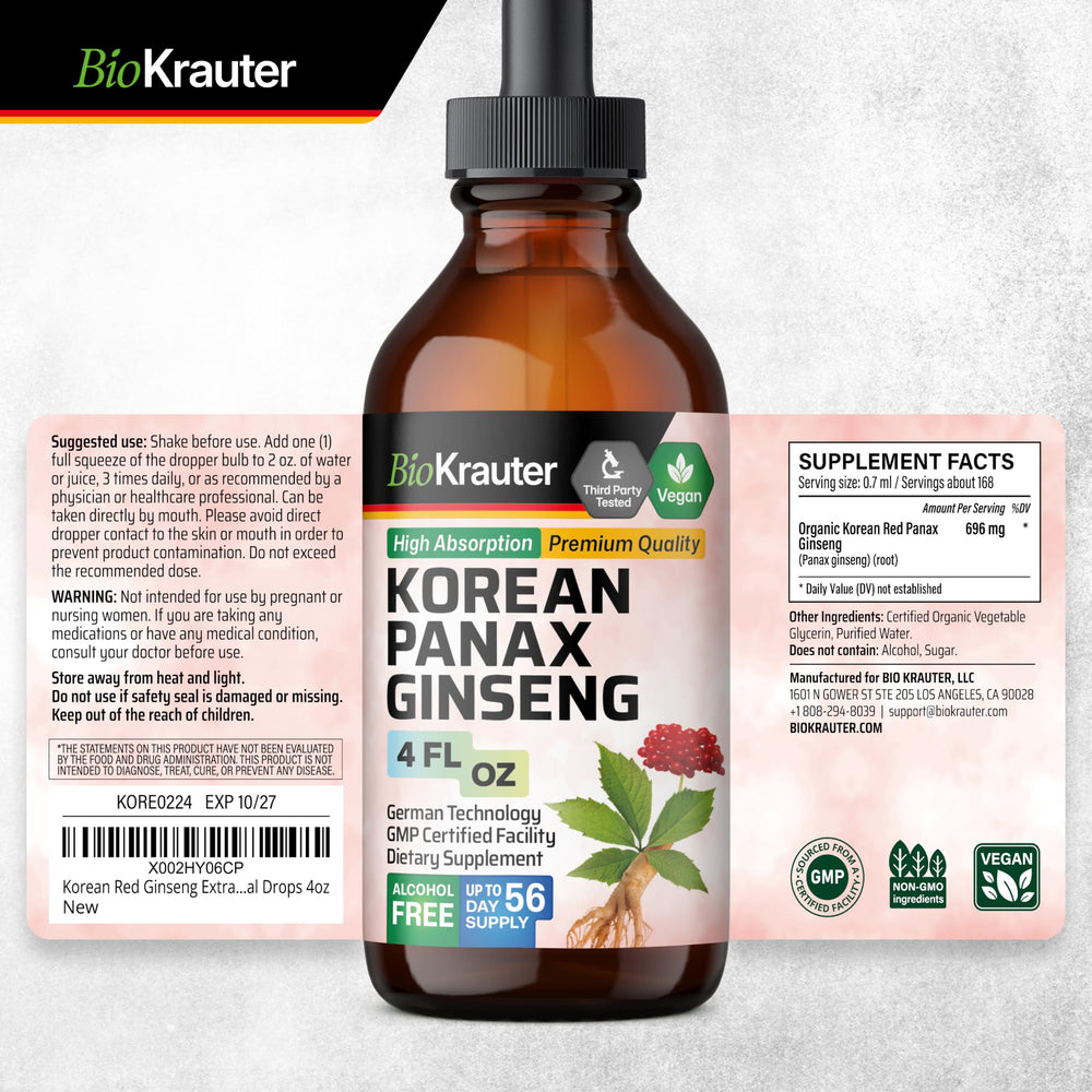BIO KRAUTER Ginseng Drops 56 day supply indicator on the bottle
