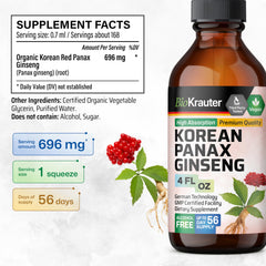 BIO KRAUTER Ginseng Drops label highlights vegan, sugar-free formula.