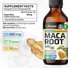BIO KRAUTER Maca Drops under tongue use for fast, alcohol-free intake.