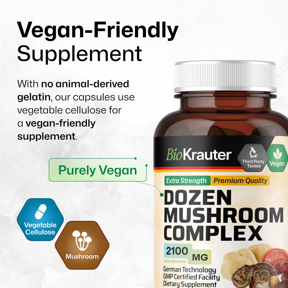 Portable BIO KRAUTER mushrooms capsules for on-the-go routine