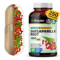 BIO KRAUTER Sarsaparilla capsules deliver detox support in a vegan 1000 mg formula.