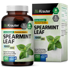 BIO KRAUTER Spearmint bottle on kitchen counter ready for daily use.