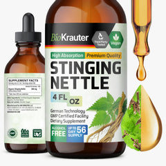 BIO KRAUTER nettle tincture bottle with dropper for easy daily dosing