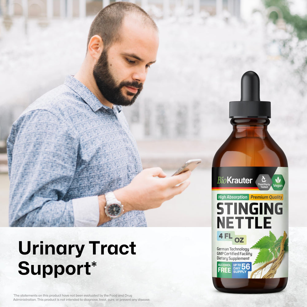 BIO KRAUTER nettle tincture dropper ready for precise under-tongue use