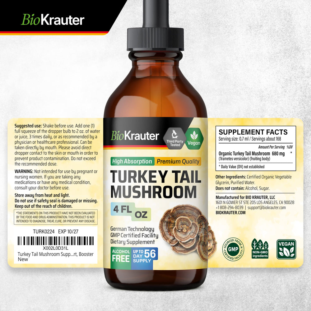 BIO KRAUTER Turkey Tail packaging box ready for shelves.