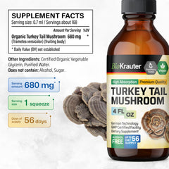 BIO KRAUTER Turkey Tail tincture under tongue for fast, alcohol-free intake.