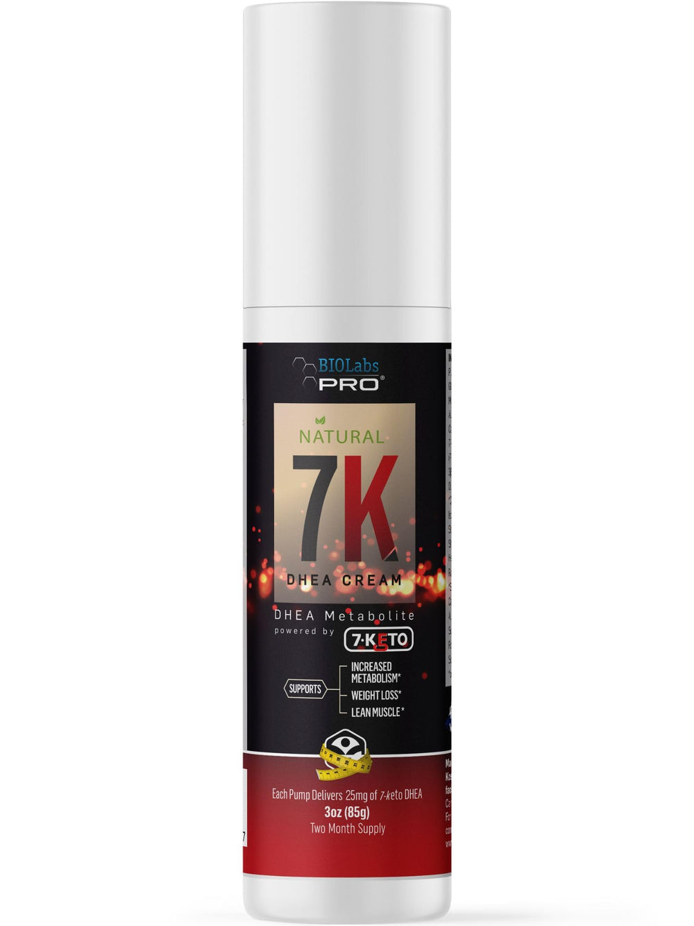 BIOLABS PRO 7-Keto DHEA Cream bottle front supports metabolism and fat loss potential