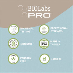 BIOLABS PRO cruelty-free logo indicating ethical skincare practice.