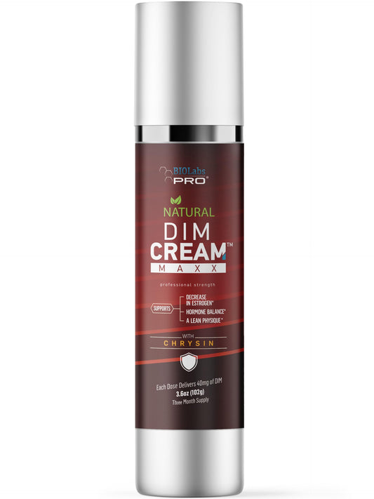 BIOLABS PRO Estrogen Blocker cream bottle with pump for easy daily use.