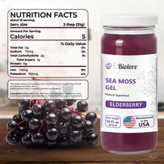 Biolore Elderberry sea moss gel ingredients highlight vitamins and minerals