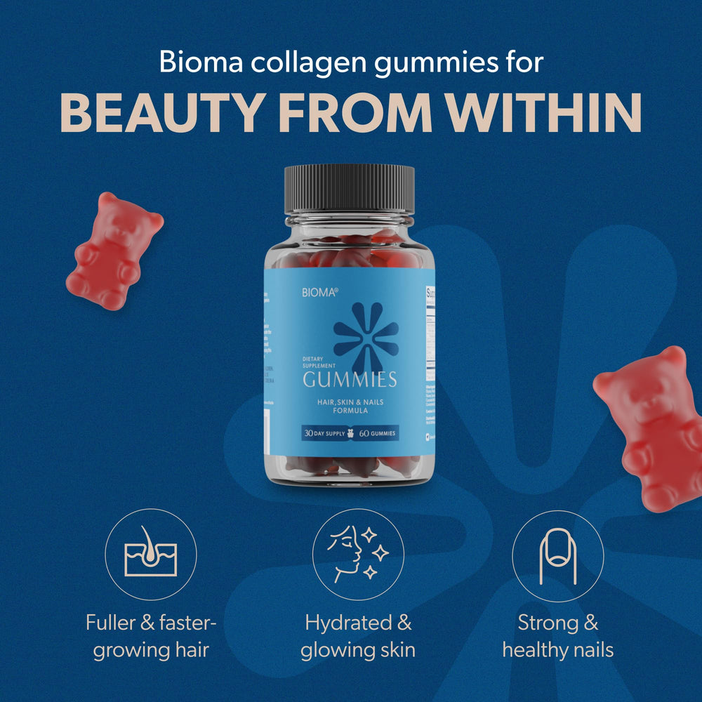 Bioma Beauty Gummies close-up highlighting chewy texture for daily use.