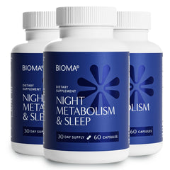 BIOMA Night Metabolism & Sleep bottle shown for a nightly wellness routine