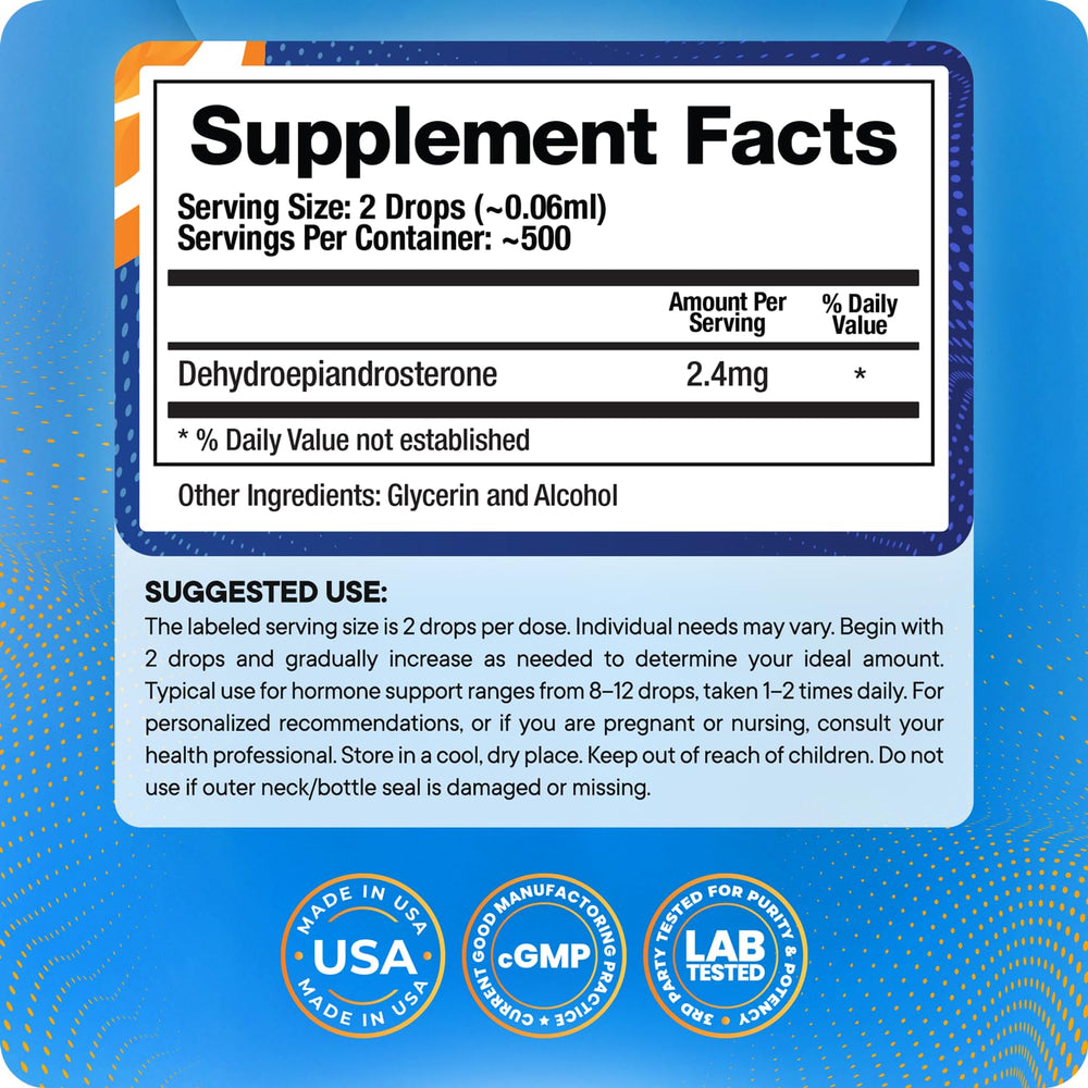 BioMatrix DHEA Liquid Drops bottle cap emphasizes portable dosage convenience